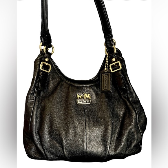 Coach Leather Madison Bag She’s a Black Beauty EUC Fuchsia interior EUC - Picture 9 of 13